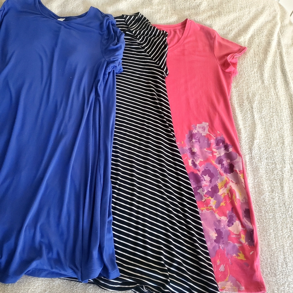 Bundle Of 3 T-Shirt Dresses XXL Spring‎ Summer Comfy Casual FLAW